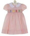 NEW Petit Bebe by Anavini Pink Pinstriped Cotton Smocked Dress with Pastel Bunnies