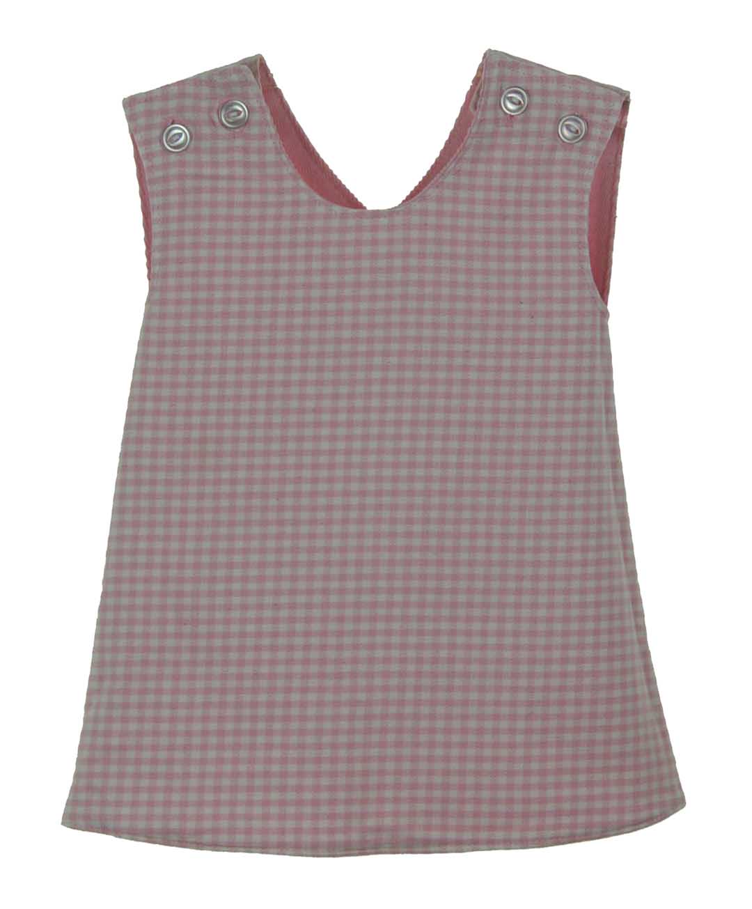 pink corduroy reversible jumper,pink checked flannel reversible jumper