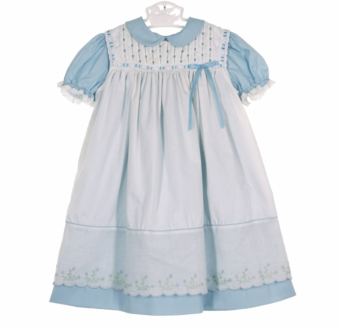 NEW Polly Flinders White Embroidered Pinafore with Blue Dress