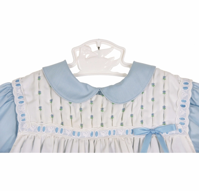 NEW Polly Flinders White Embroidered Pinafore with Blue Dress
