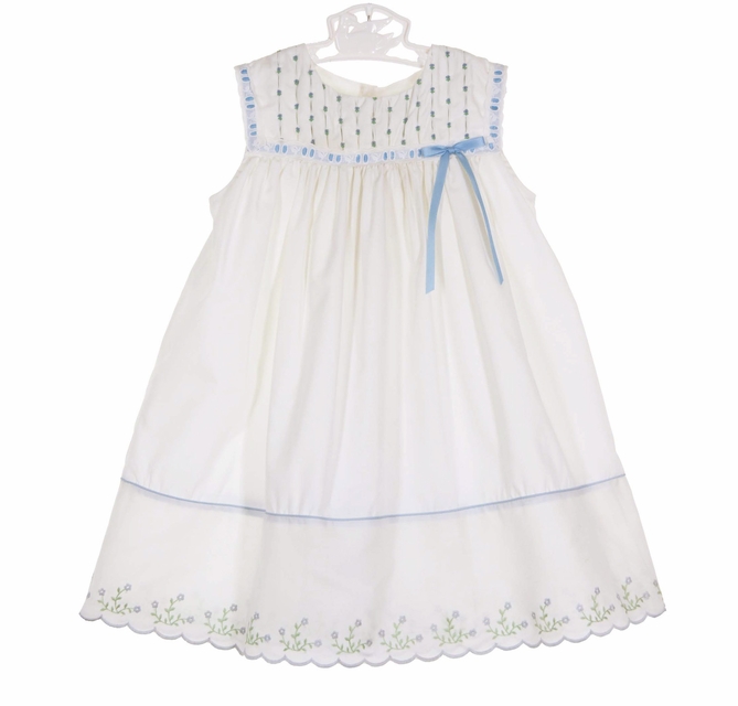 NEW Polly Flinders White Embroidered Pinafore with Blue Dress