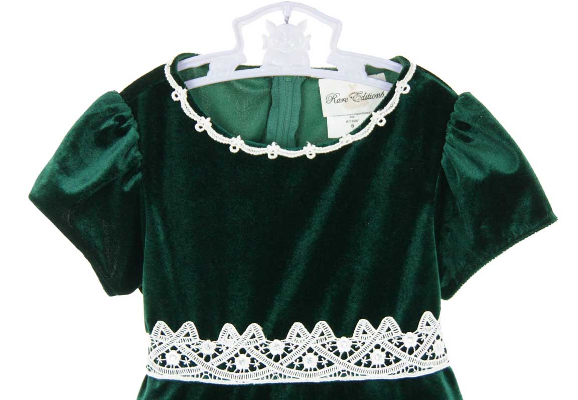 Rare Editions Christmas dress,green velvet Christmas dress,green velvet