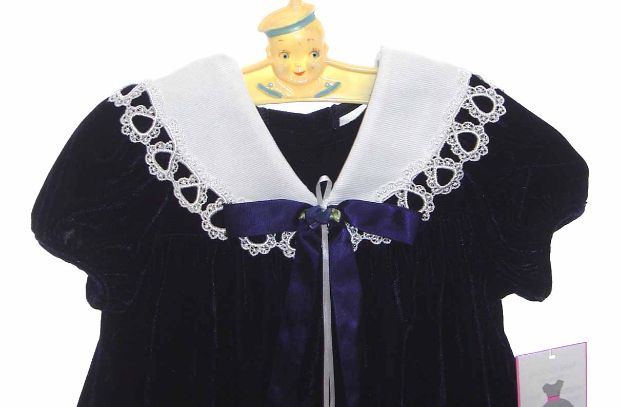 Rare Editions Christmas dress,blue velvet Christmas dress,blue velvet
