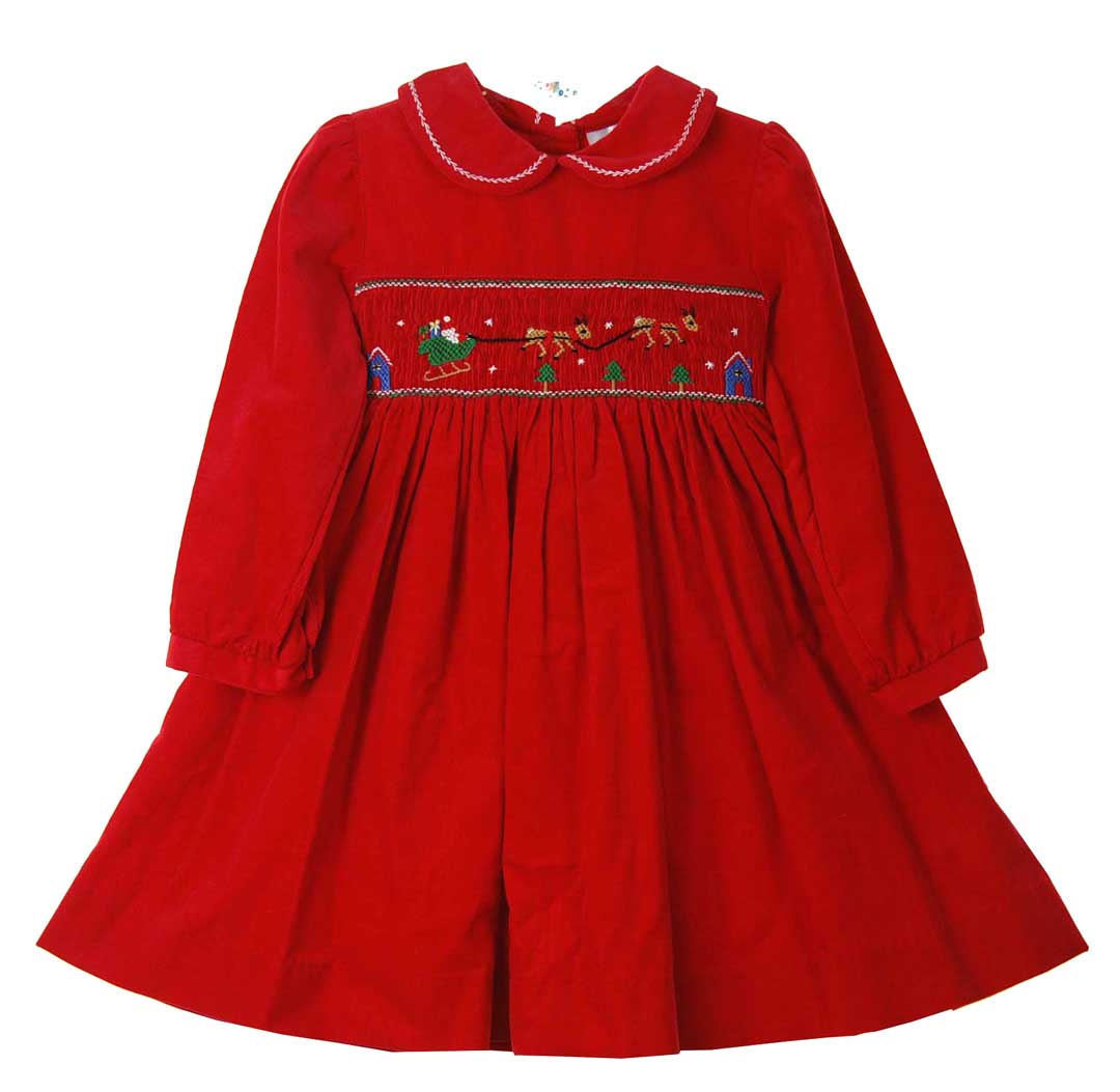Rare Editions Christmas dress,red smocked Christmas dress,red smocked