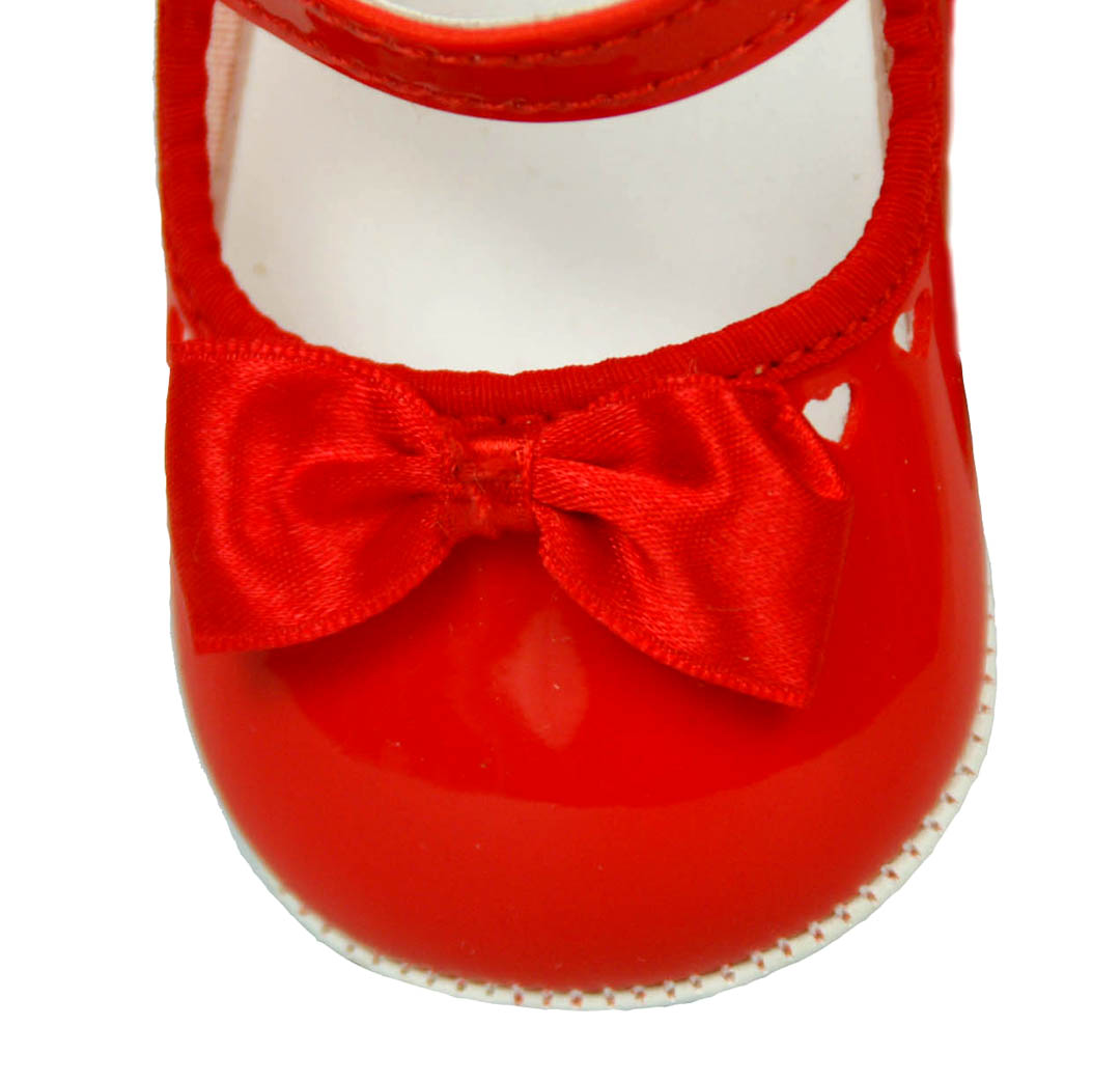 NEW Red Patent Leather Mary Jane Style Baby Shoes with Red Satin Bows