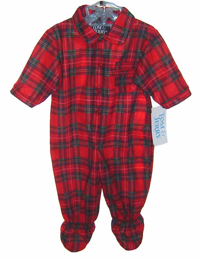 NEW Red Plaid Footed Pajamas