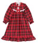 NEW Red Plaid Gown with White Eyelet Trim (Round Yoke) For Babies, Little Girls and Big Girls