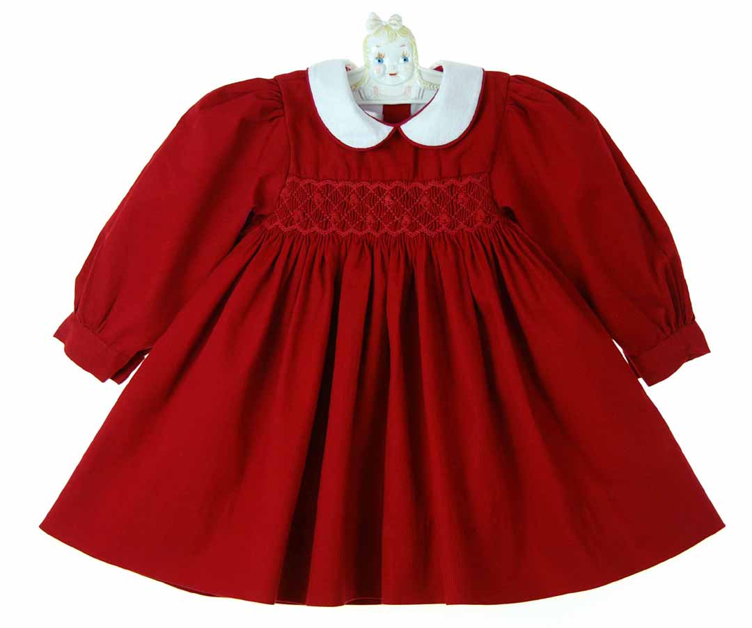 red smocked Christmas dress,baby smocked Christmas dress,smocked