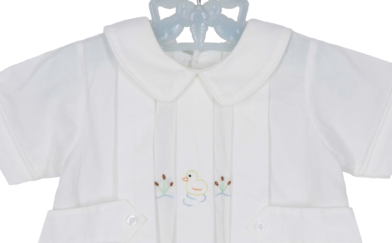 Rock Me Romper - Worth Avenue White with Duck Embroidery main image 1
