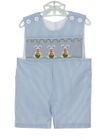NEW Remember Nguyen (Remember When) Blue Striped Shortall with Easter Bunny Embroidery