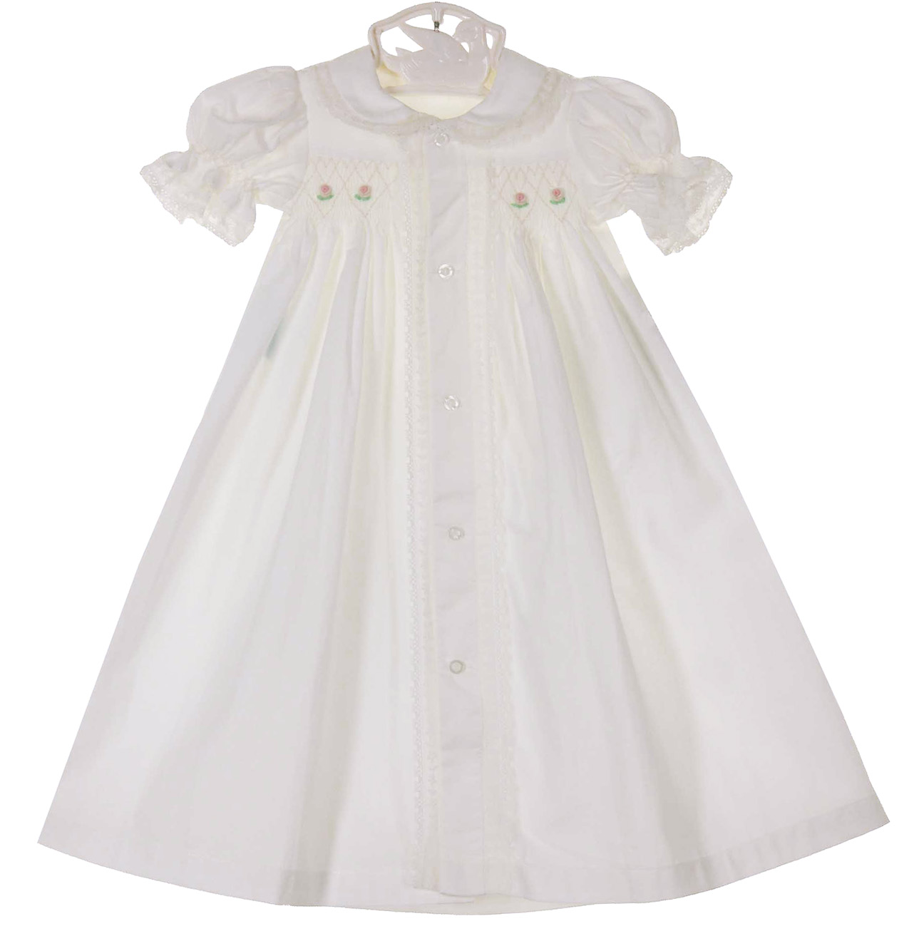 Petit Ami Baby Girl's Smocked Daygown – Heirloom Quality Baptism Dress With Bonnet (Newborn)