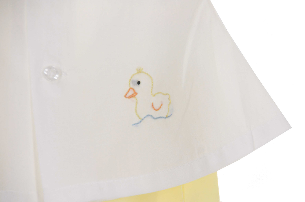Remember Nguyen yellow and white diaper set with embroidered duck