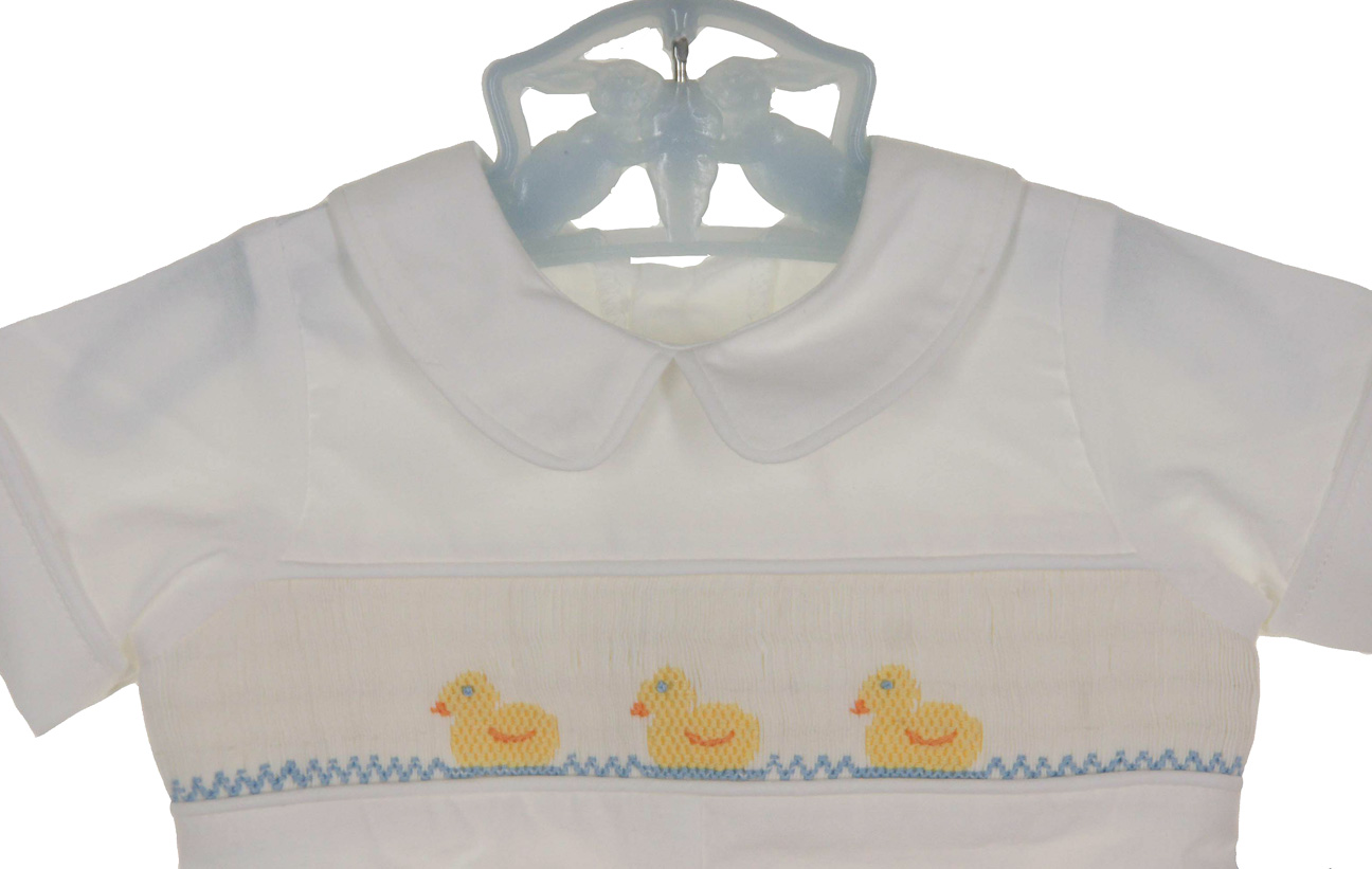 Rock Me Romper - Worth Avenue White with Duck Embroidery