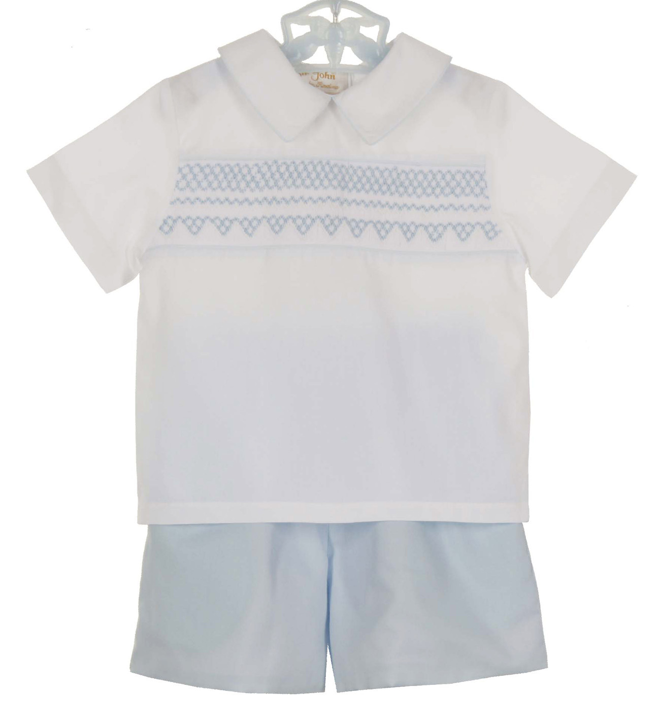 NEW Rosalina Blue and White Smocked Shorts Set