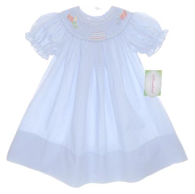 Anavini Baby Girls Teddy Bears & Balloons Print Smocked Birthday Dress - Bishop main image 1