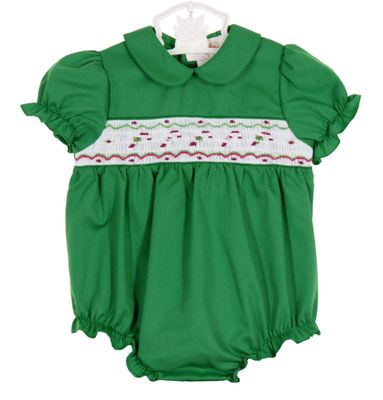 Ivanna Green Linen Smocked Girl Romper main image 0