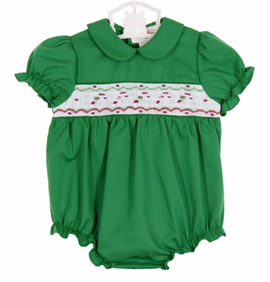 Petit Bebe Girls Green Gingham Smocked Candy Canes Dress with Collar main image 1