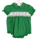 NEW Rosalina Green Smocked Bubble with Candy Cane Embroidery