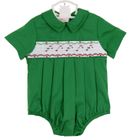 NEW Rosalina Green Smocked Romper with Candy Cane Embroidery