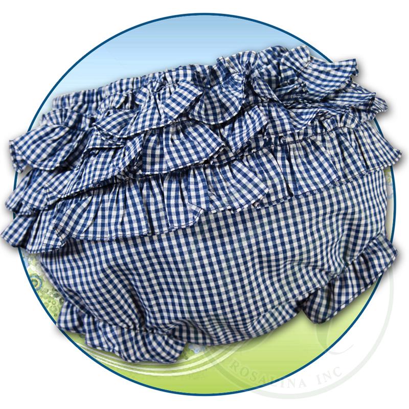 Rosalina navy checked gingham ruffle bottom diaper cover,baby girls