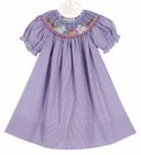 NEW Rosalina Purple Checked Bishop Smocked Dress with Embroidered Bunnies