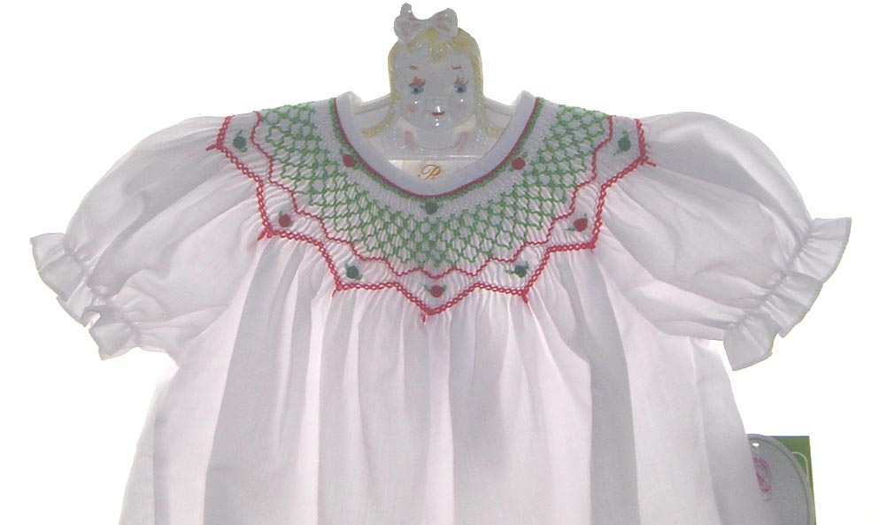 Rosalina Christmas bubble,white Christmas bubble,white smocked baby