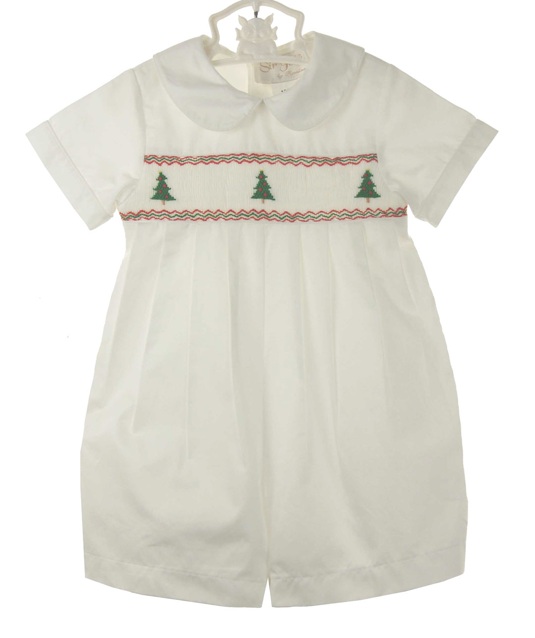 Rosalina white smocked Christmas romper,white smocked Christmas romper