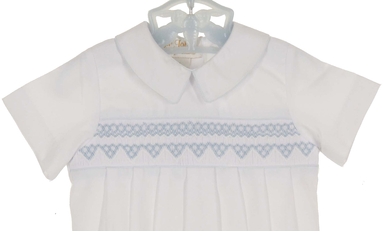Pink Stripe Smocked Romper with Embroidered Collar – Deolinda SS26 In Stock Now main image 1
