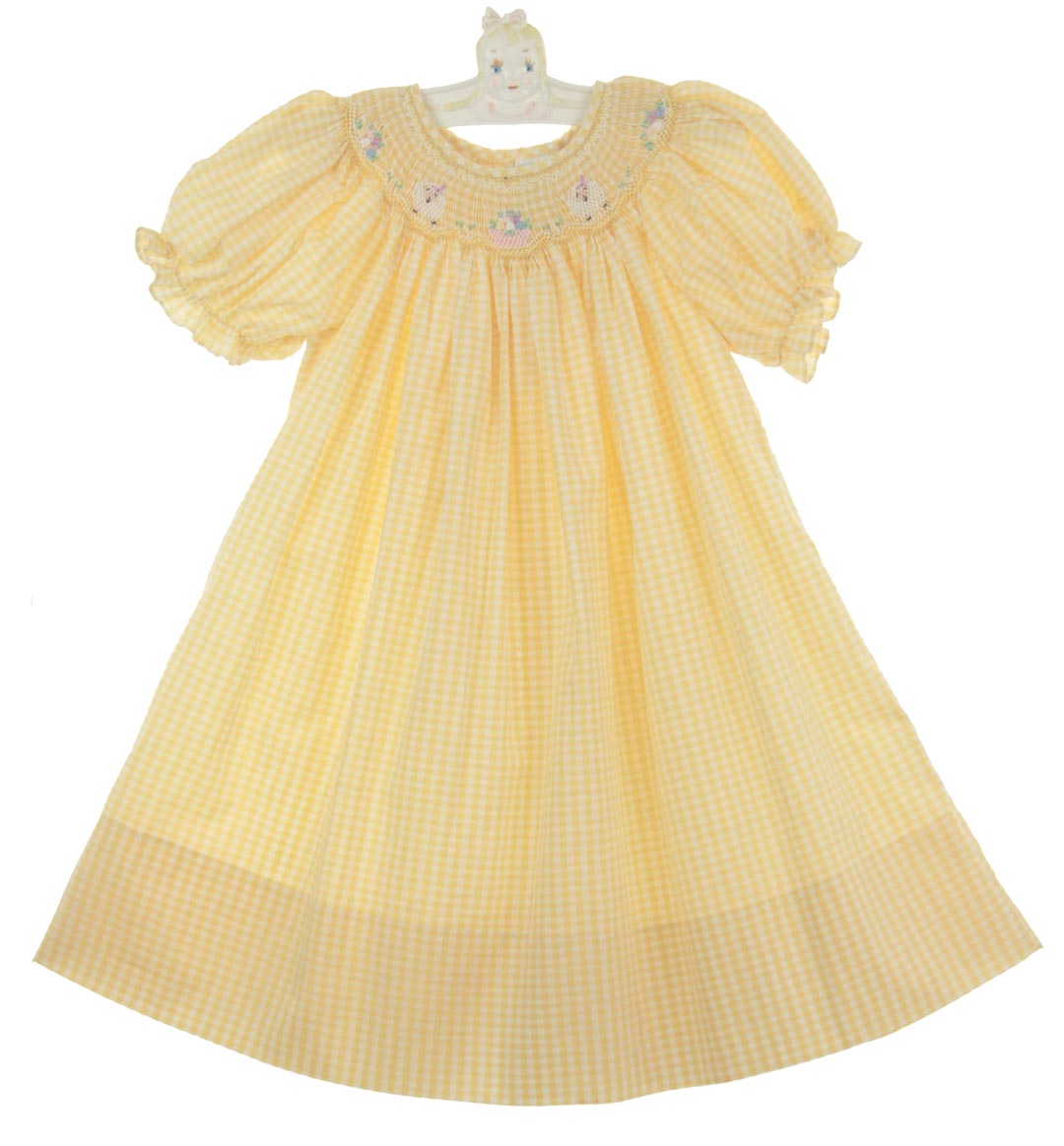 Rosalina yellow smocked dress,yellow smocked dress with lamb