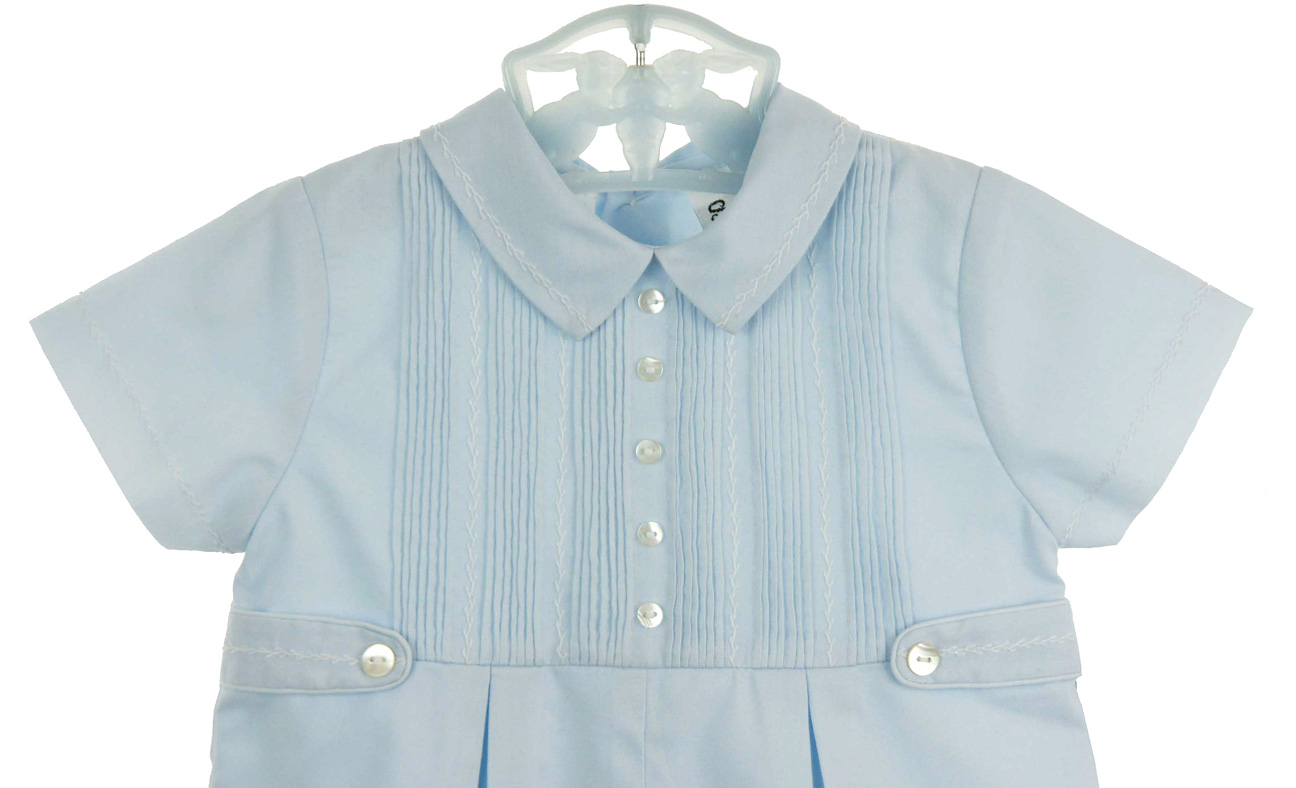 Sarah Louise Dani Boys Knitted Blue Pocket Romper