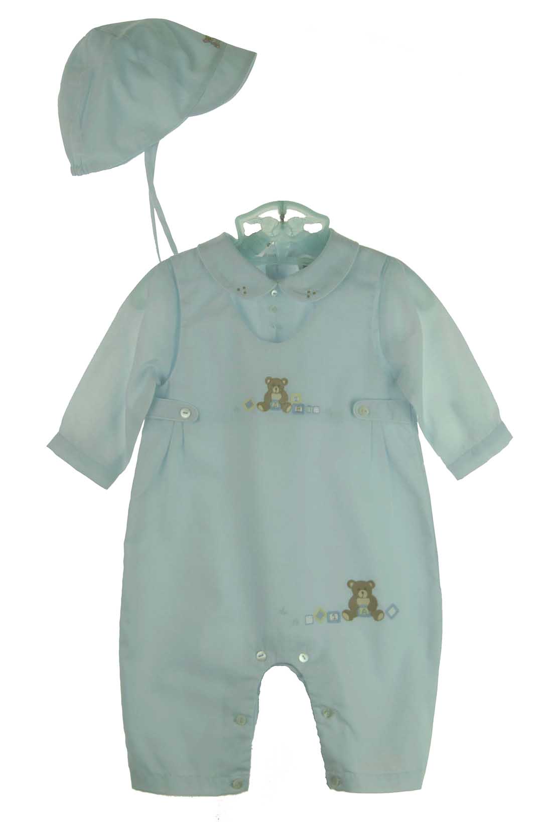 Sarah Louise Dani Boys Knitted Blue Pocket Romper main image 0