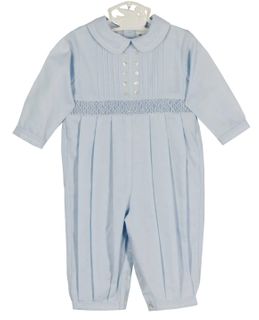 SARAH LOUISE - Boys Smocked Romper - Blue main image 1