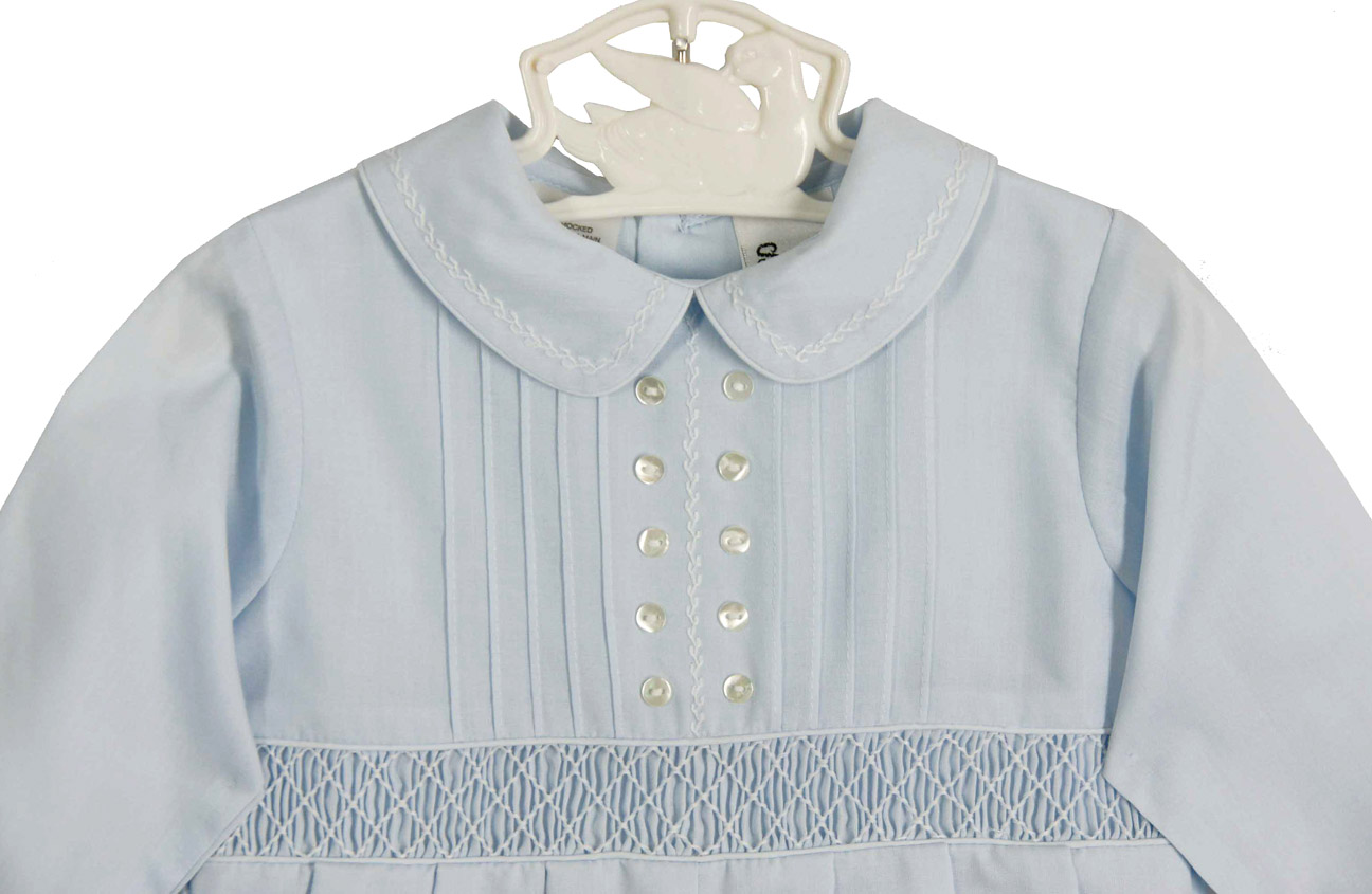 SARAH LOUISE - Boys Smocked Romper - Blue main image 0
