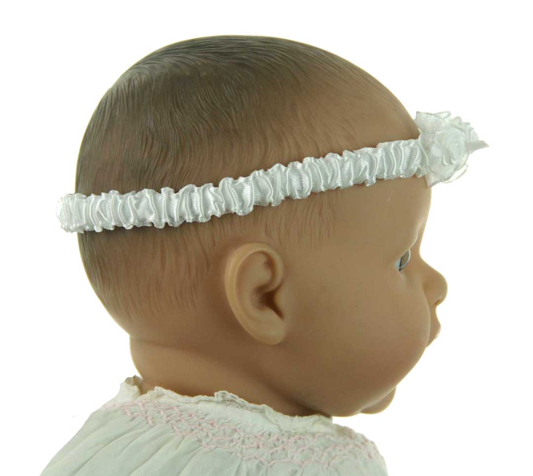 NEW Sarah Louise Infant Headband with Rosebud Trim in White, Pink or Ivory
