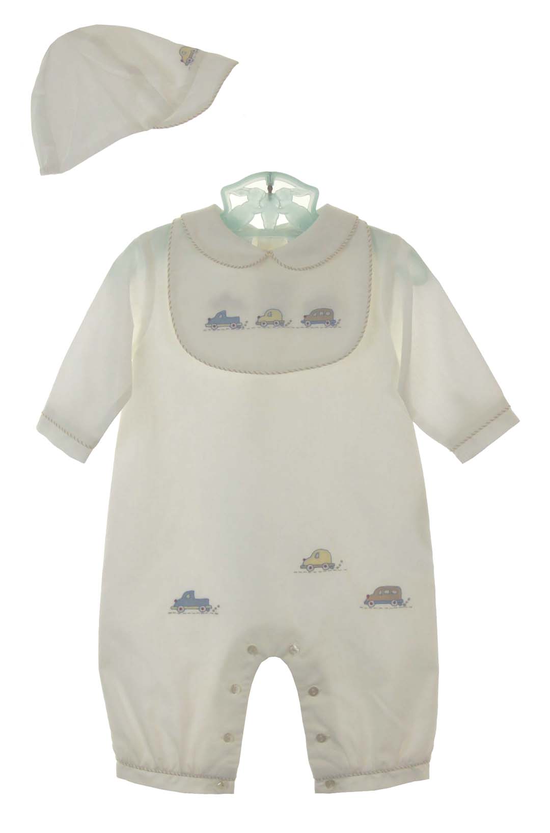 Sarah Louise ivory romper and hat set,baby boys ivory romper and hat