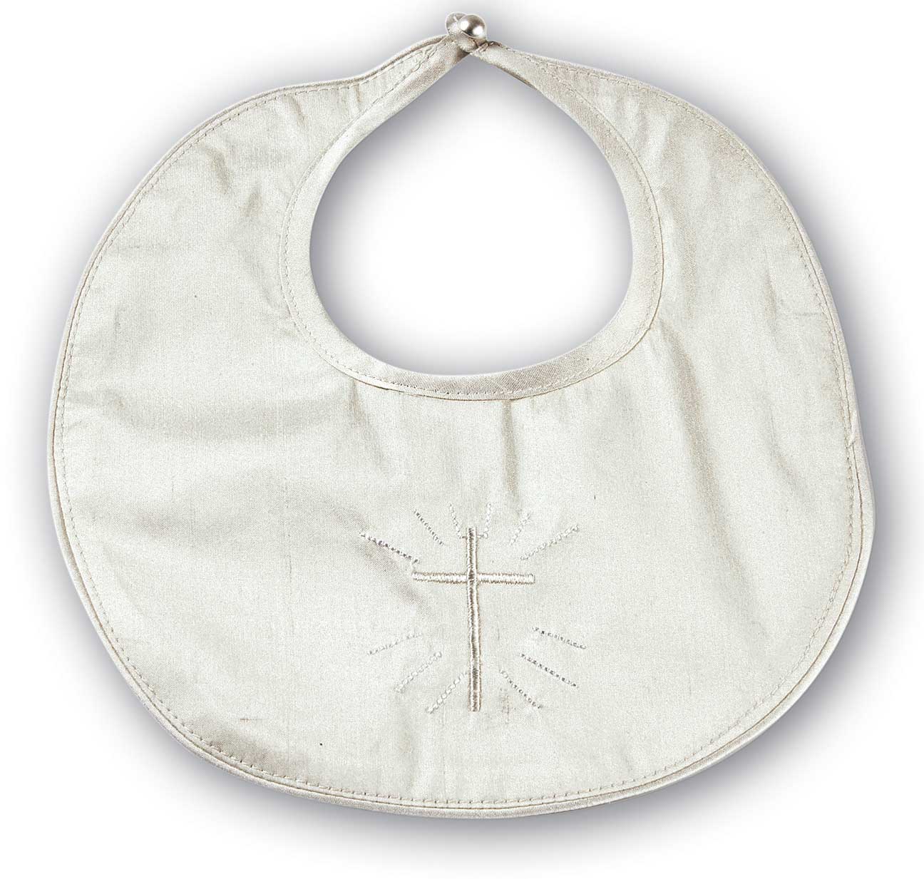 NEW Sarah Louise Ivory Silk Christening Bib with Embroidered Cross