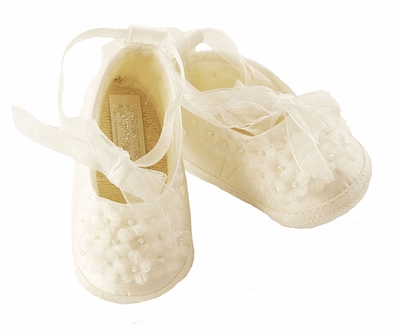 Sarah Louise Girls Christening Shoes - Ivory main image 1