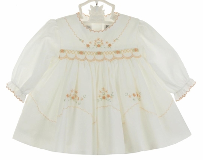 SARAH LOUISE - Flower Frilly Collared  Embroidered Smock Dress main image 0