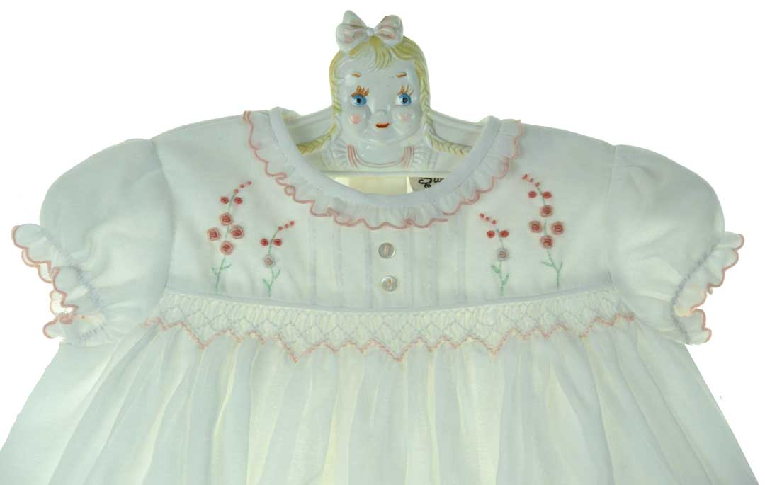 SARAH LOUISE  IVORY SMOCKED DRESS WINTER
