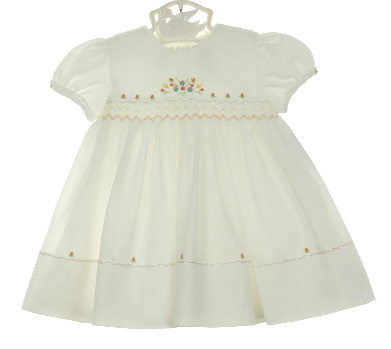 Sarah Louise Ivory Voile Dress with Rich Rose Embroidery main image 0