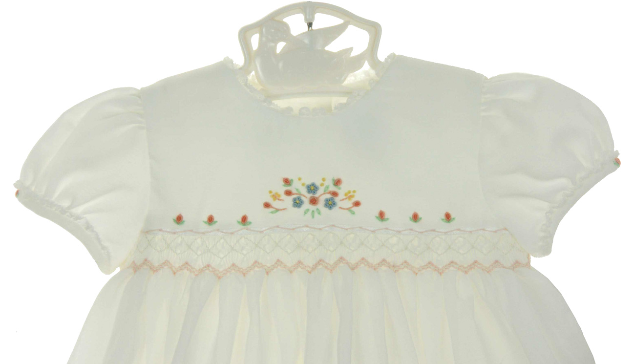 Sarah Louise Ivory Voile Dress with Rich Rose Embroidery main image 1