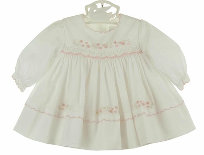 Sarah Louise Pink Full Smocking Embroidered Dress main image 1