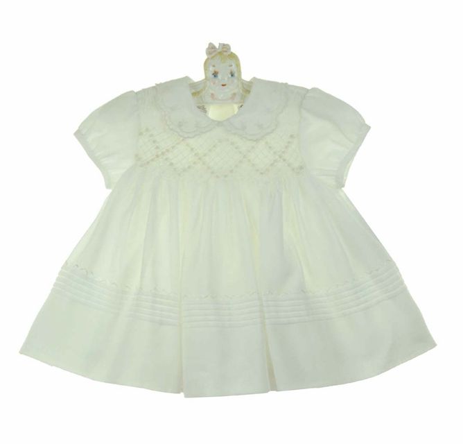 NEW Sarah Louise Ivory Voile Smocked Dress with Scalloped Collar and Seed Pearls NEW Sarah Louise Ivory Voile Smocked Dress with Scalloped Collar and Seed Pearls