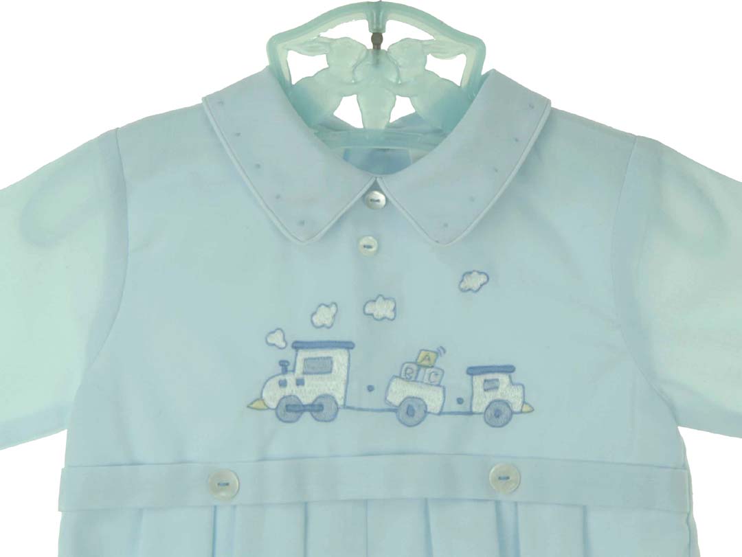 Sarah Louise blue and white baby romper,Sarah Louise blue baby boy
