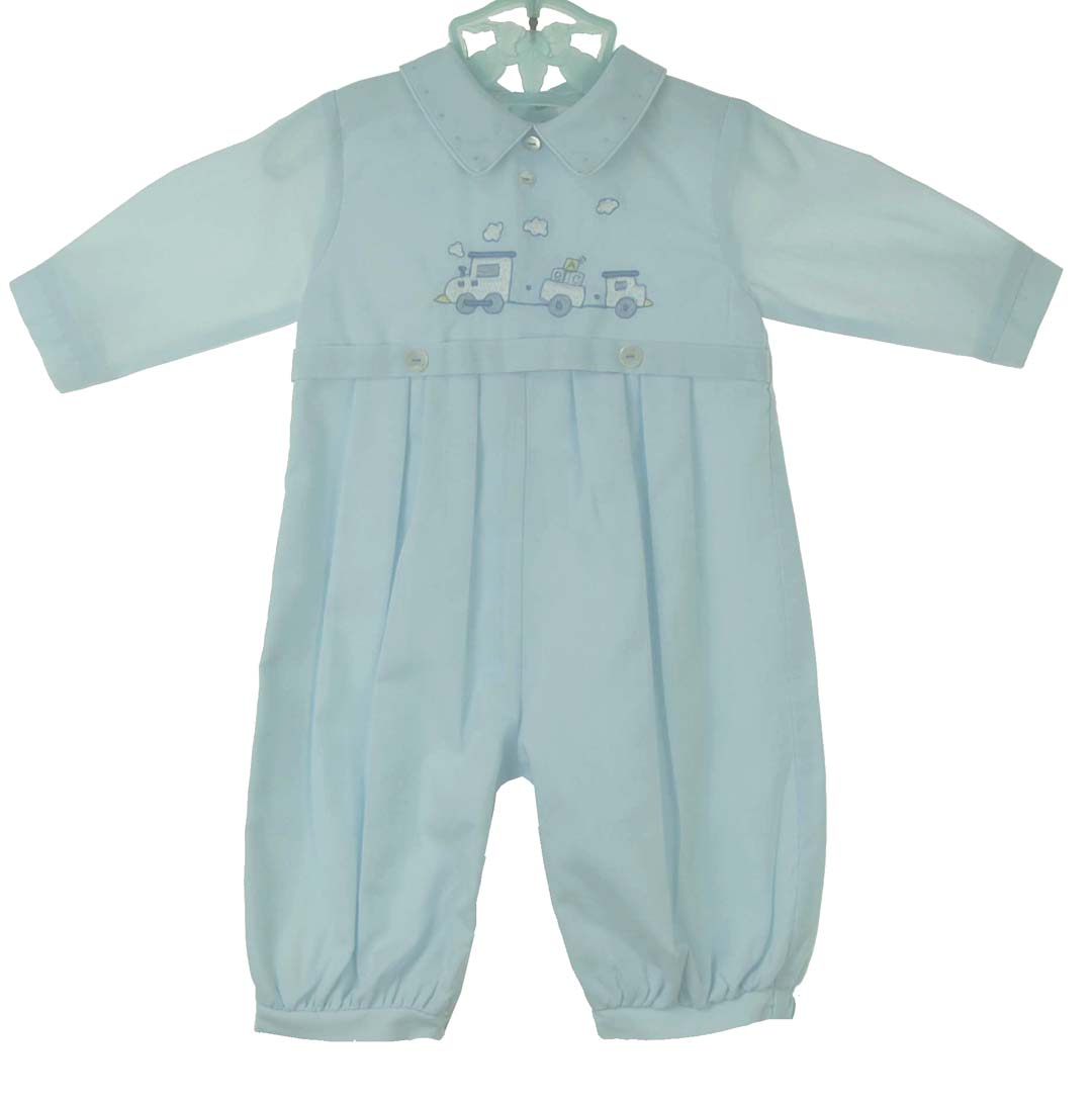 Sarah Louise blue and white baby romper,Sarah Louise blue baby boy