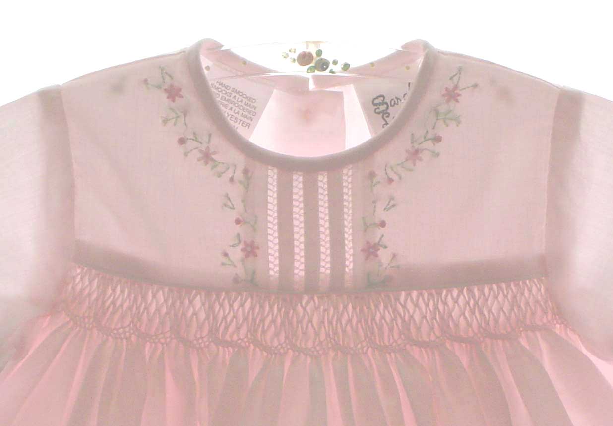 Sarah Louise Pink Dress with Hand Embroidered Pink Flower main image 1