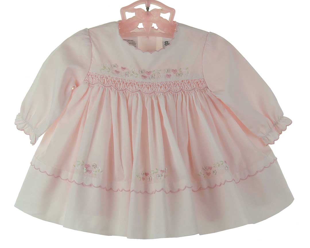 SARAH LOUISE -  Smocked Dress With Pleat Detail - Pink main image 1