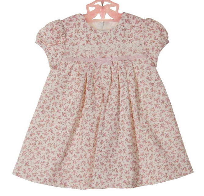 Sarah Louise pink roses print corduroy dress for baby and toddler girls