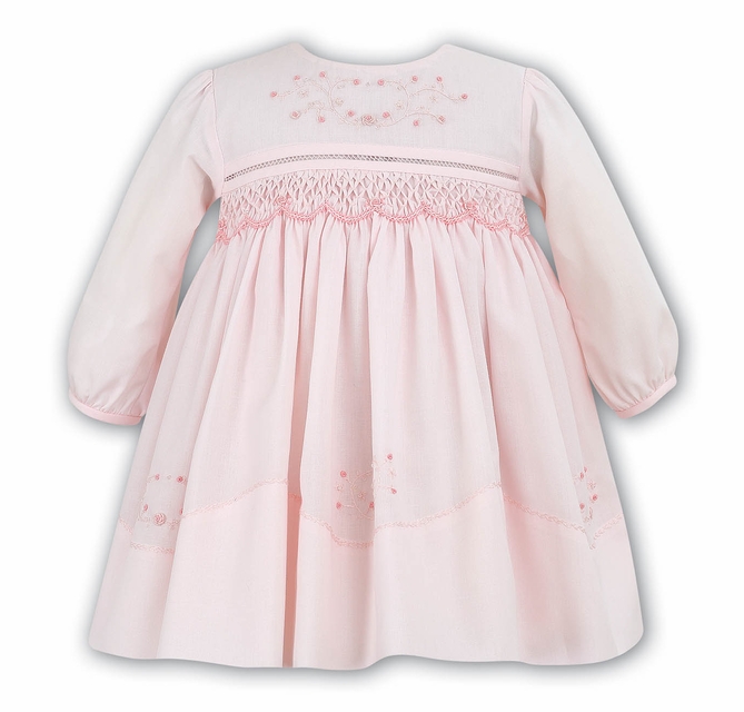 NEW Sarah Louise Pink Smocked Dress with Delicate Beading and Embroidery