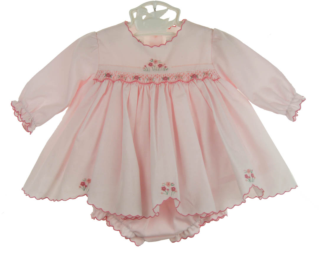 Sarah Louise Pink Full Smocking Embroidered Dress main image 0